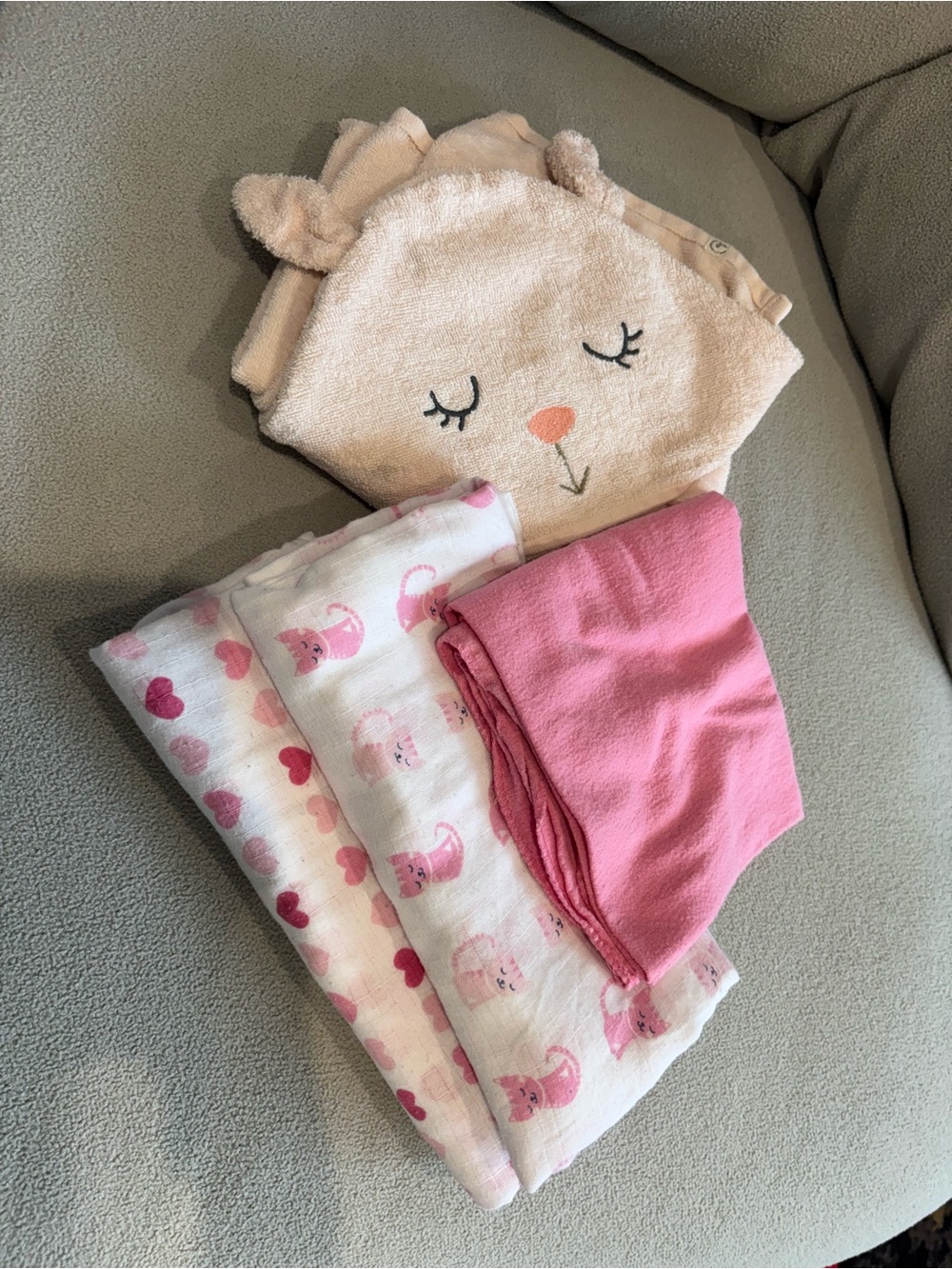 Baby Hooded Towel and Swaddle Set - Pink